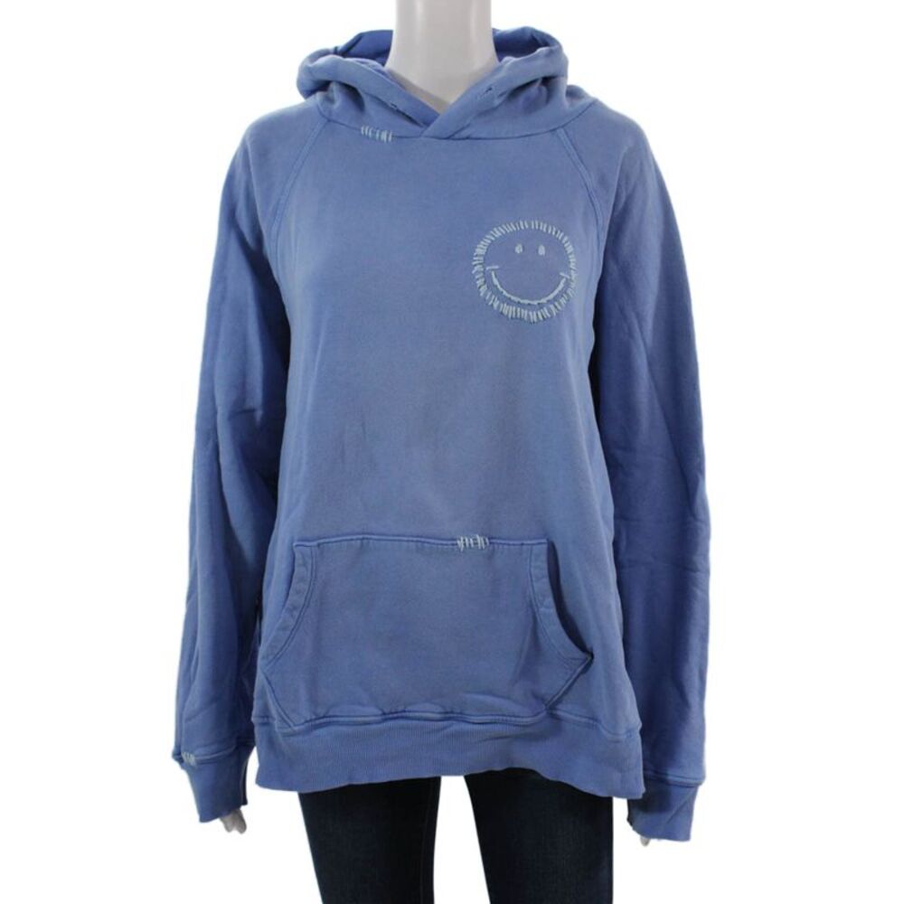 ISMBS Unisex Pullover Hoodie Blue Cotton Graphic Drawstring Size L